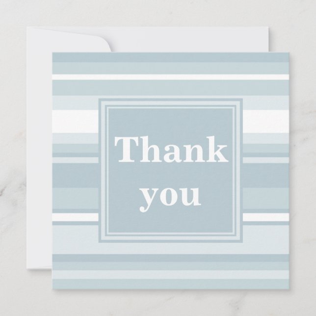 Carte De Remerciements Bandes bleu glace monogramme (Devant)