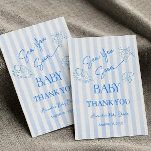 Carte De Remerciements Bandes Bleues Côtières Garçon À Bientôt Baby Showe