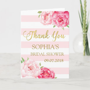 Carte De Remerciements Bandes roses pour remerciements de mariage