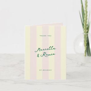 Carte De Remerciements Bandes verticales jaunes roses et photo de mariage