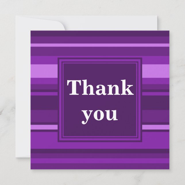 Carte De Remerciements Bandes violettes monogrammes (Devant)