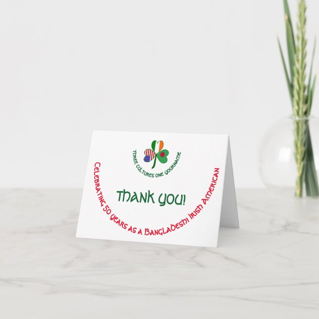 Carte De Remerciements Bangladeshi Irish American Shamrock Thank You Card (Devant)