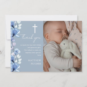 Carte De Remerciements Baptême Baptême Bleu Dusty