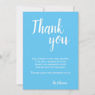 Carte De Remerciements Baptême Bébé Typographie Simple Bleue Moderne