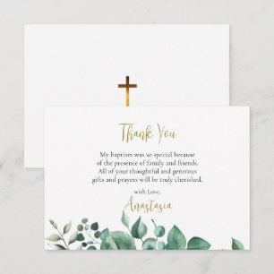 Carte De Remerciements Baptême chrétien orthodoxe de feuillage boisé