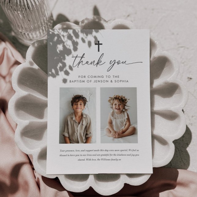 Carte De Remerciements Baptême conjoint 2 Affiche de bienvenue photo (Créateur téléchargé)