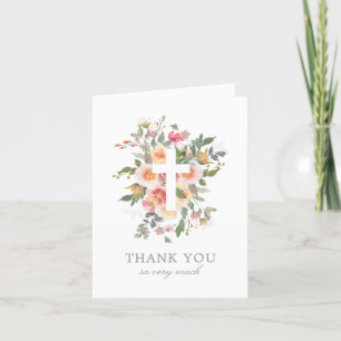 Carte De Remerciements Baptême de fille rose