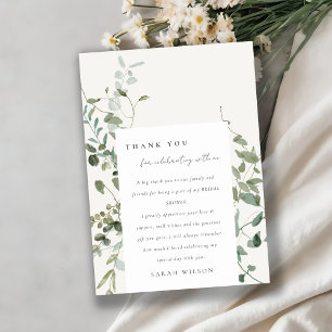 Carte De Remerciements Baptême de mariage à l'aquarelle d'eucalyptus bota