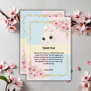 Carte De Remerciements Baptême élégant moderne de lapin blanc bébé