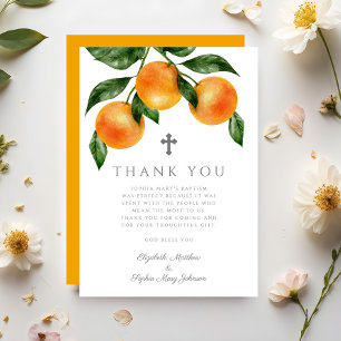 Carte De Remerciements Baptême Fille Oranges Élégantes