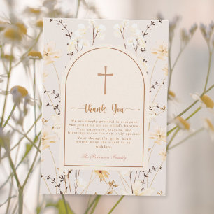 Carte De Remerciements Baptême Fleur sauvage élégant / Baptême
