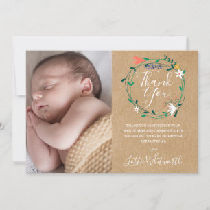 Carte De Remerciements Baptême Floral Rustique, Photo de Baptême