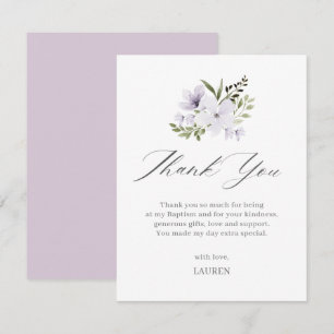 Carte De Remerciements Baptême Floral Violet