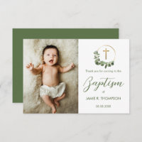 Baptême Moderne Green Wreath cross Photo personnal