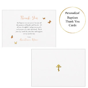Carte De Remerciements Baptême orthodoxe chrétien de papillons délicats