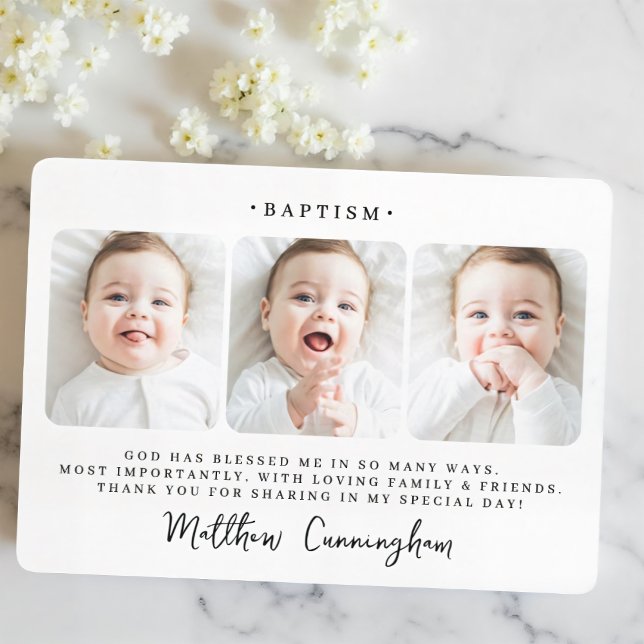 Carte De Remerciements Baptism Modern Simple Chic Photo (Créateur téléchargé)