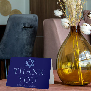 Carte De Remerciements Bar Mitzvah Étoile de David Royale Bleue sur mesur