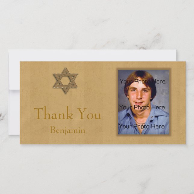 Carte De Remerciements Bar Mitzvah Gold (Devant)