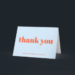 Carte De Remerciements Bar Mitzvah Moderne Gras Bleu Orange Personnalisé<br><div class="desc">Carte de Remerciement de Bar Mitzvah Bleu et Orange avec Typographie Moderne Grasse Personnalisée</div>