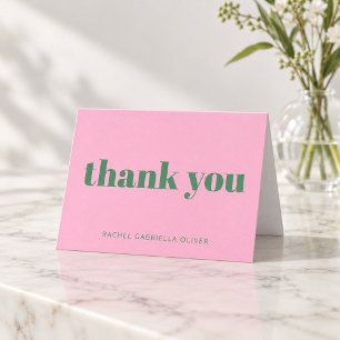 Carte De Remerciements Bar Mitzvah Moderne Rose Vert Personnalisé