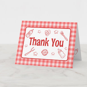 Carte De Remerciements Barbecue Bébé Rouge Fête Prénatale