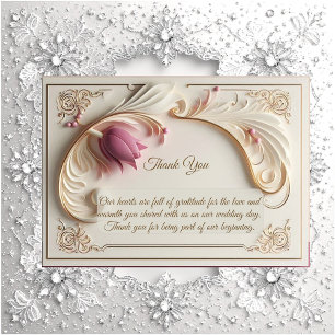 Carte De Remerciements Baroque Grandeur en Or Souple avec Tourbillon Flor