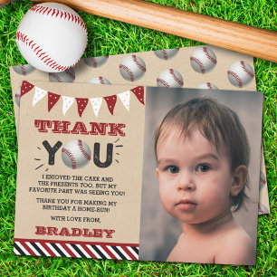 Carte De Remerciements Baseball à tout âge Photo anniversaire
