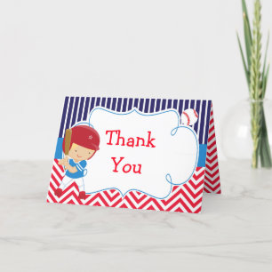 Carte De Remerciements Baseball Cute Blonde Boy Anniversaire