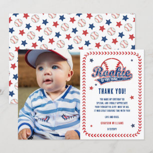 Carte De Remerciements Baseball Rookie 1ère fête d'anniversaire Photo