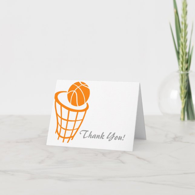 Carte De Remerciements Basket-ball orange (Devant)