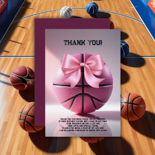 Carte De Remerciements Basket-ball rose Baby shower de la balle de la bou