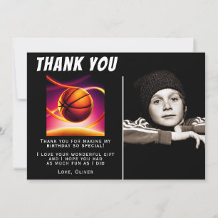 Carte De Remerciements Basketball Ball Sports Photo Anniversaire 