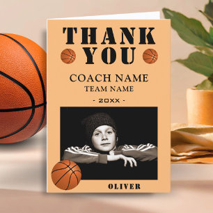 Carte De Remerciements Basketball Ball Sports Photo Coach