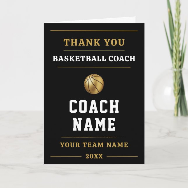 Carte De Remerciements Basketball Coach Team Appreciation Gift (Devant)