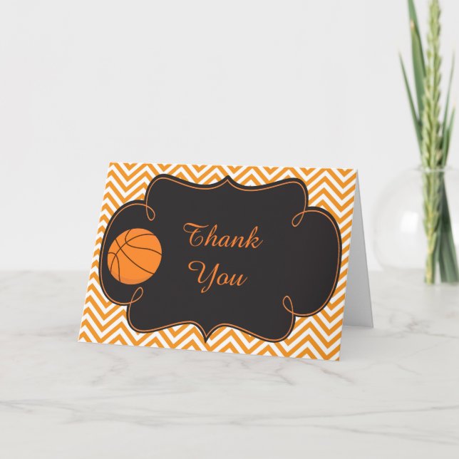Carte De Remerciements Basketball Sports Orange Birthday Thank You (Devant)