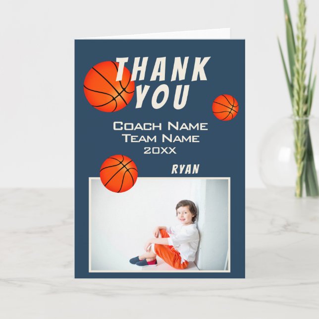 Carte De Remerciements Basketball Sports Thank you Coach Card (Devant)