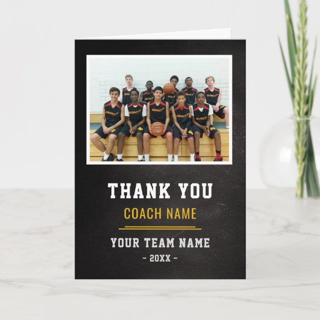 Carte De Remerciements Basketball Team Coach Thank You Photo  (Devant)