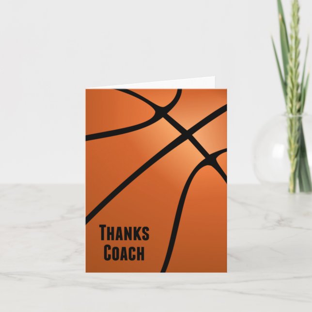 Carte De Remerciements Basketball Thanks Coach Bold Design-Blank Inside (Devant)