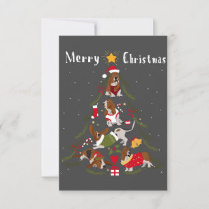 Carte De Remerciements Basset Hound Arbre de Noël Amoureux des chiens