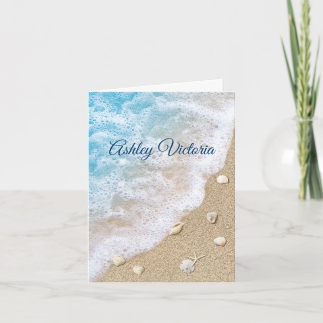 Carte de remerciements Bat mitzvah Blue Beach Wave (Devant)