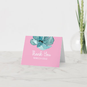 Carte De Remerciements Bat mitzvah d'aquarelle rose et florale