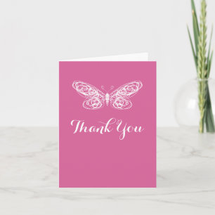 Carte de remerciements Bat mitzvah Fuchsia Butterf
