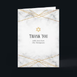 Carte De Remerciements Bat mitzvah géométrique en marbre doré<br><div class="desc">carte de remerciements bat mitzvah à la texture marbré avec cadre géométrique or.</div>