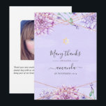 Carte De Remerciements Bat mitzvah géométrique Lavande et or Floral<br><div class="desc">Pastel lavande et faux or parties scintillant carte de remerciements de bat mitzvah géométrique avec des accents de bleu et de verdure éthérée.</div>