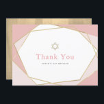 Carte De Remerciements Bat mitzvah géométrique rose et or<br><div class="desc">Cette carte de remerciements Bat mitzvah moderne et chic dispose d'un arrière - plan blanc aux cadres géométriques en faux or rose. L'envers est composé d'un faux arrière - plan d'or. Modifiez la couleur de l'arrière - plan et personnalisez-la selon vos besoins. Vous pouvez trouver des produits correspondants dans mon...</div>