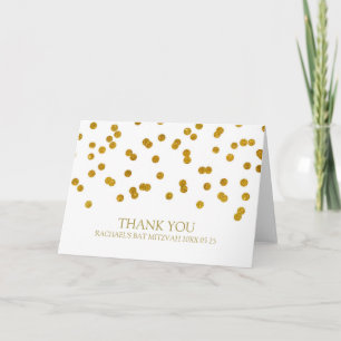 Carte de remerciements Bat mitzvah Gold Confetti