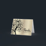 Carte De Remerciements Bat mitzvah Gold Foil Black Tree of Life Script<br><div class="desc">Assurez-vous que votre Bat mitzvah préféré exprime sa reconnaissance à tous ceux qui ont soutenu son événement marquant! Envoyez cette carte de remerciements sophistiquée et personnalisée ! Un arbre noir graphique avec Star of David et point "feuilles", avec script de calligraphie noir, recouvre des points de parties scintillant faux or...</div>