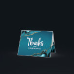 Carte De Remerciements Bat mitzvah Gold Turquoise Ombre Agate Bold Script<br><div class="desc">Assurez-vous que votre Bat mitzvah favori exprime sa reconnaissance à tous ceux qui ont soutenu son événement marquant! Envoyez ce carte de remerciements cool, unique, moderne, personnalisé. Écriture manuscrite blanche et typographie sans serif audacieuse superposent un arrière - plan bleu foncé et turquoise avec agate bleu turquoise accentuée de veines...</div>