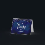 Carte De Remerciements Bat mitzvah Marine Parties scintillant Argent Foil<br><div class="desc">Assurez-vous que votre Bat mitzvah préféré exprime sa reconnaissance à tous ceux qui ont soutenu son événement marquant! Envoyez cette carte de remerciements personnalisée, moderne et étonnante. Étoile de David, scénario de calligraphie de feuille d'argent étincelant, et de minuscules points de parties scintillant de confetti, ainsi que la typographie blanche...</div>