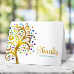 Carte De Remerciements Bat mitzvah Moderne Turquoise et Gold Foil Arbre d<br><div class="desc">Assurez-vous que votre Bat mitzvah préféré exprime sa reconnaissance à tous ceux qui ont soutenu son événement marquant! Envoyez cette carte de remerciements sophistiquée et personnalisée ! Ce faux arbre graphique en feuille d'or avec brillant turquoise, turquoise, violet et bleu étoile de David et point "feuilles" chevauche un arrière -...</div>
